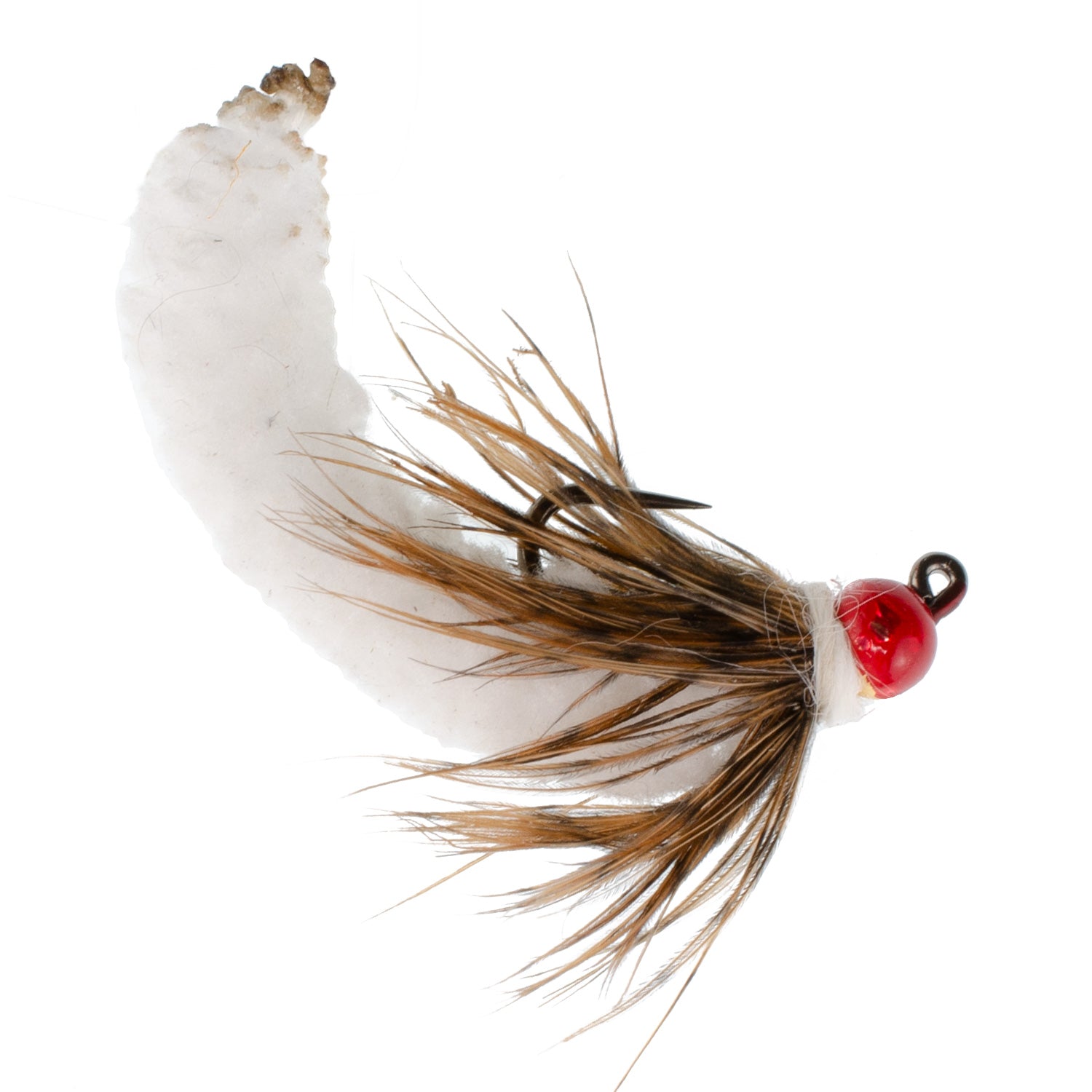 The Fly Fishing Place 3 Pack Tungsten Bead White Mop Fly Tactical Jig Czech Euro Nymph Barbless Fly - 3 Flies Size 14 - Angler's Pro Tackle & Outdoors
