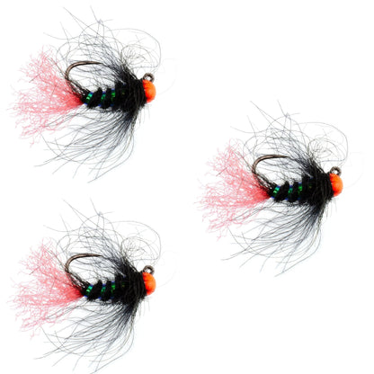 The Fly Fishing Place 3 Pack Tungsten Hot Bead Jig Tactical Blow Torch Czech Nymph Euro Nymphing Fly - Hook Size 12 - Angler's Pro Tackle & Outdoors