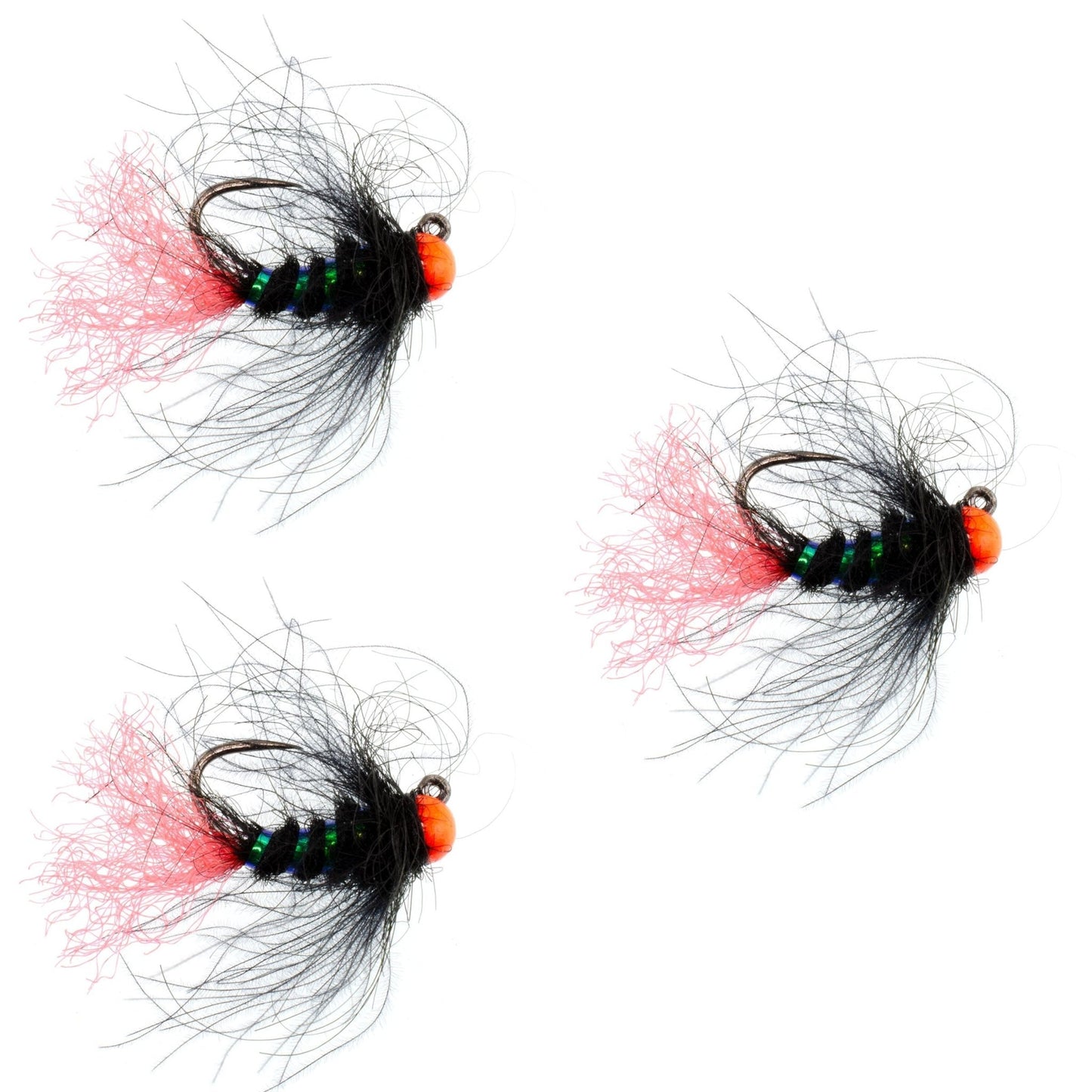 The Fly Fishing Place 3 Pack Tungsten Hot Bead Jig Tactical Blow Torch Czech Nymph Euro Nymphing Fly - Hook Size 14 - Angler's Pro Tackle & Outdoors