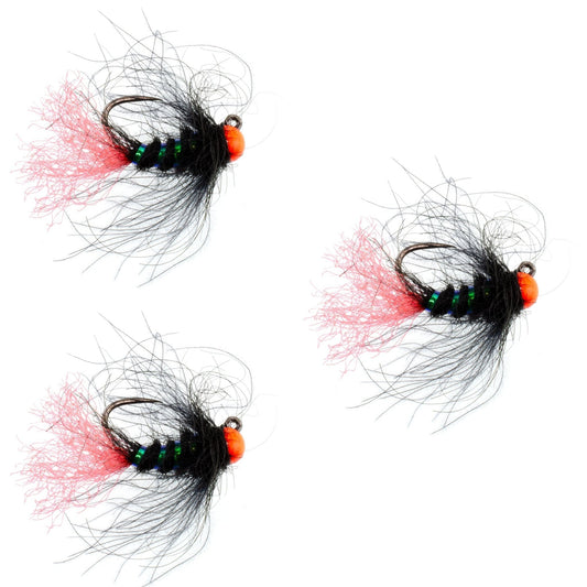 The Fly Fishing Place 3 Pack Tungsten Hot Bead Jig Tactical Blow Torch Czech Nymph Euro Nymphing Fly - Hook Size 14 - Angler's Pro Tackle & Outdoors