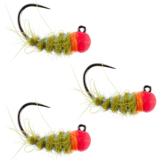 The Fly Fishing Place 3 Pack Tungsten Hot Bead Walt's Worm Jig Tactical Czech Nymph Euro Nymphing Fly - Hook Size 16 - Angler's Pro Tackle & Outdoors