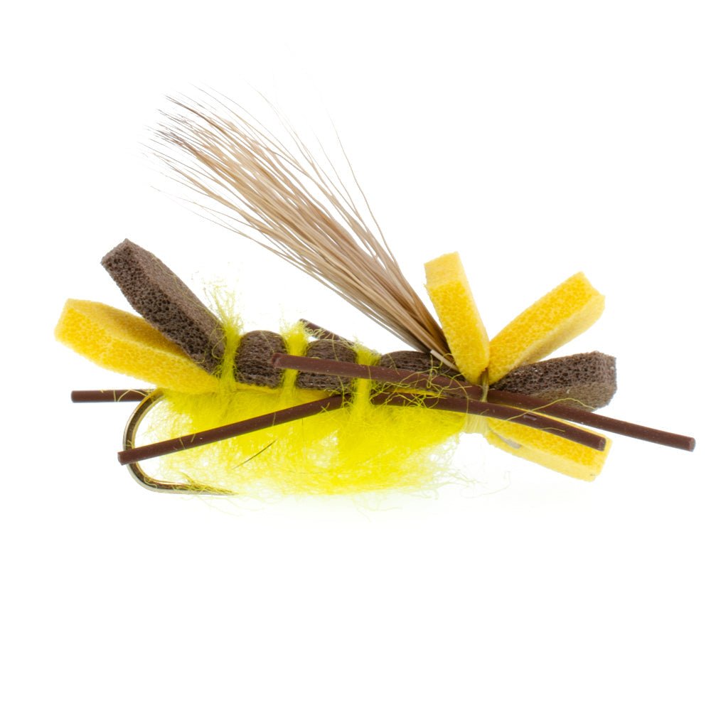 The Fly Fishing Place 3 Pack Yellow Godzilla Hopper - Foam Grasshopper or Adult Salmonfly Fly Pattern - Hook Size 10 - Angler's Pro Tackle & Outdoors