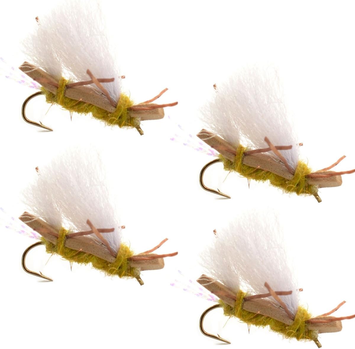 The Fly Fishing Place 4 Pack Chubby Chernobyl Ant Golden Foam Body Grasshopper Fly - Hook Size 10 - Angler's Pro Tackle & Outdoors