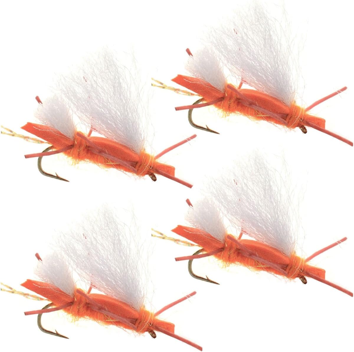 The Fly Fishing Place 4 Pack Chubby Chernobyl Ant Orange Foam Body Grasshopper Fly - Hook Size 10 - Angler's Pro Tackle & Outdoors