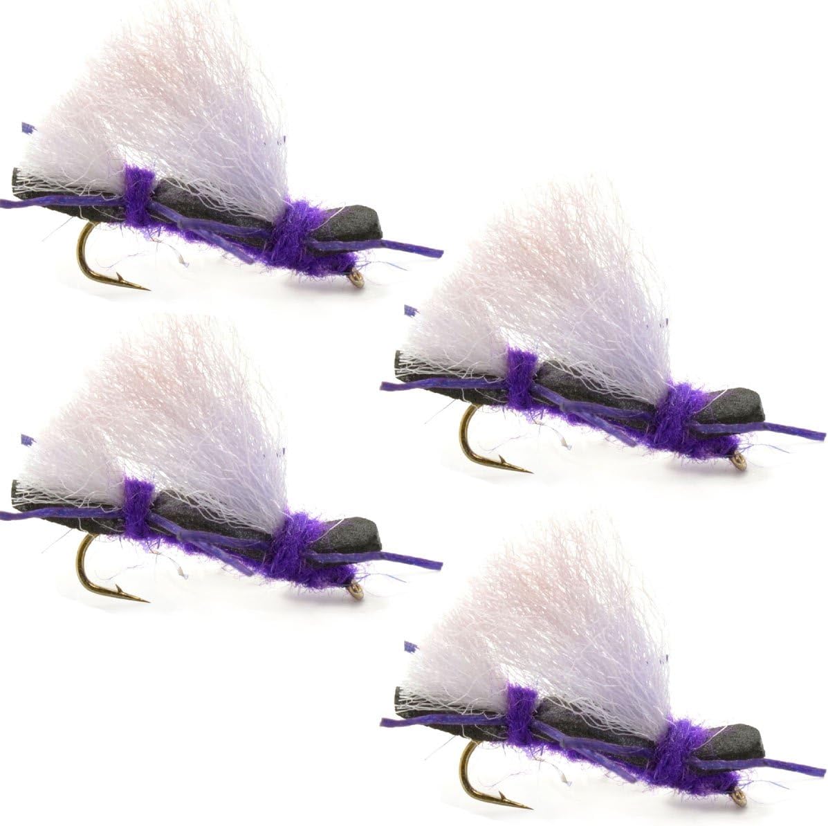 The Fly Fishing Place 4 Pack Chubby Chernobyl Ant Purple Foam Body Grasshopper Fly - Hook Size 10 - Angler's Pro Tackle & Outdoors