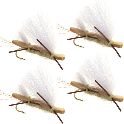 The Fly Fishing Place 4 Pack Chubby Chernobyl Ant Tan Foam Body Grasshopper Fly - Hook Size 10 - Angler's Pro Tackle & Outdoors