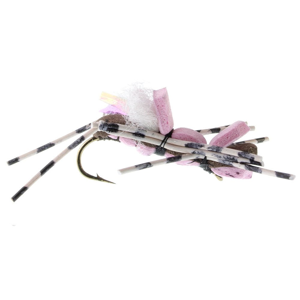 The Fly Fishing Place 4 Pack Fat Albert Pink Foam Body Grasshopper Fly - Hook Size 10 - Angler's Pro Tackle & Outdoors