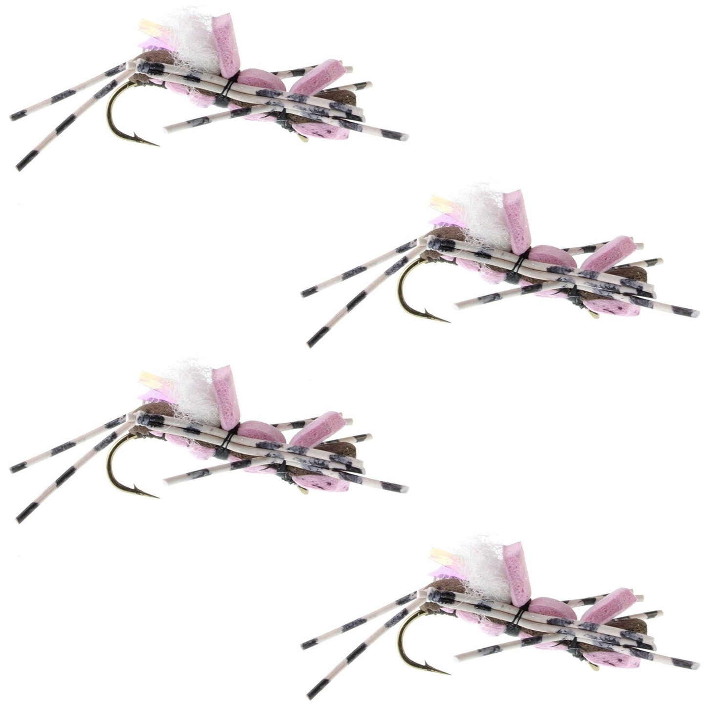 The Fly Fishing Place 4 Pack Fat Albert Pink Foam Body Grasshopper Fly - Hook Size 10 - Angler's Pro Tackle & Outdoors