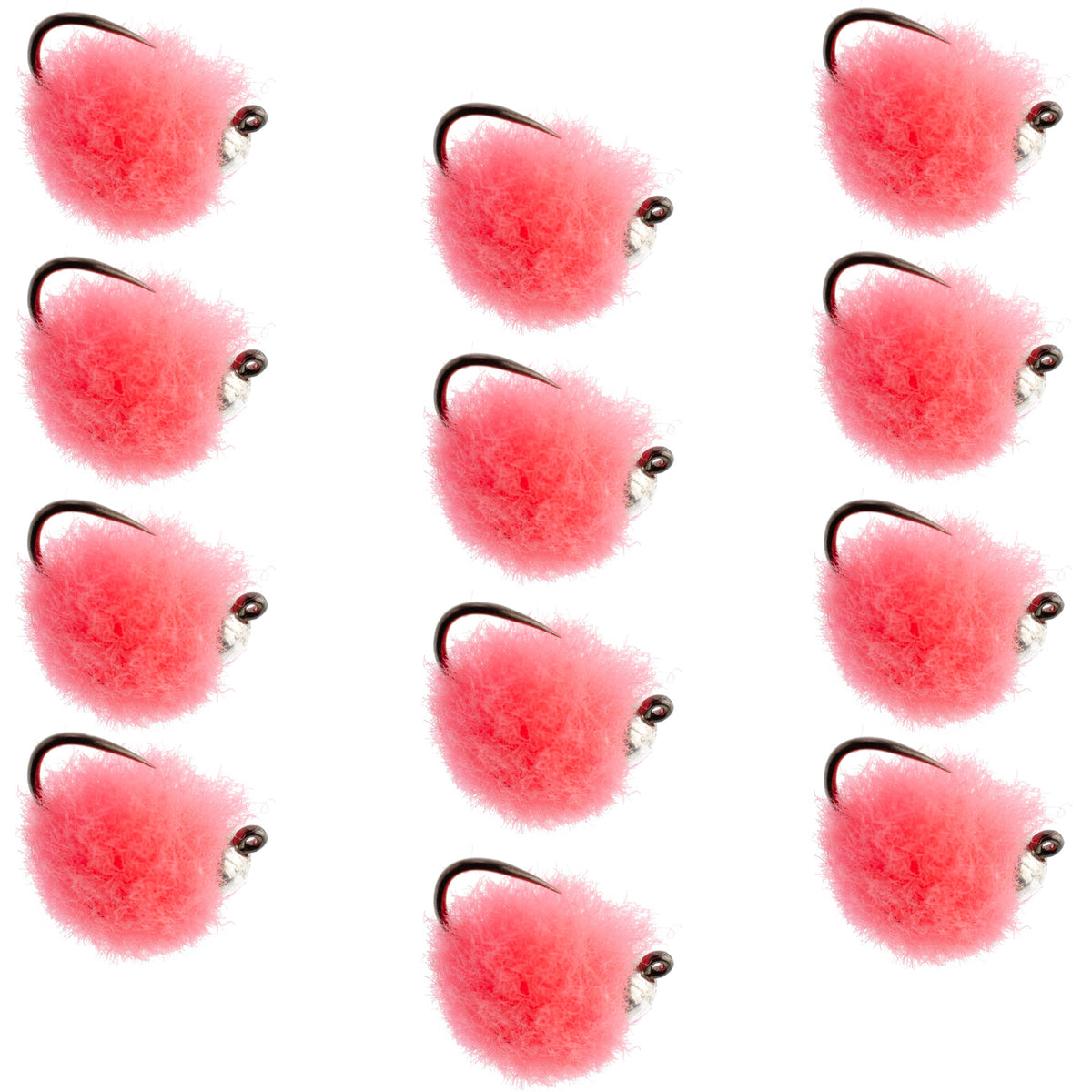 The Fly Fishing Place Tungsten Bead Tactical Euro Hot Pink Jig Egg Barbless Czech Nymph Fly - 1 Dozen Flies Size 16