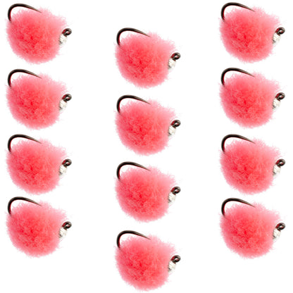 The Fly Fishing Place Tungsten Bead Tactical Euro Hot Pink Jig Egg Barbless Czech Nymph Fly - 1 Dozen Flies Size 16