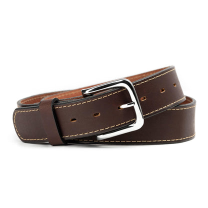 Main Street Forge Men's Double Down Leather Belt - Made In USA, Black Work Belt, Size 34 (Fits 32)