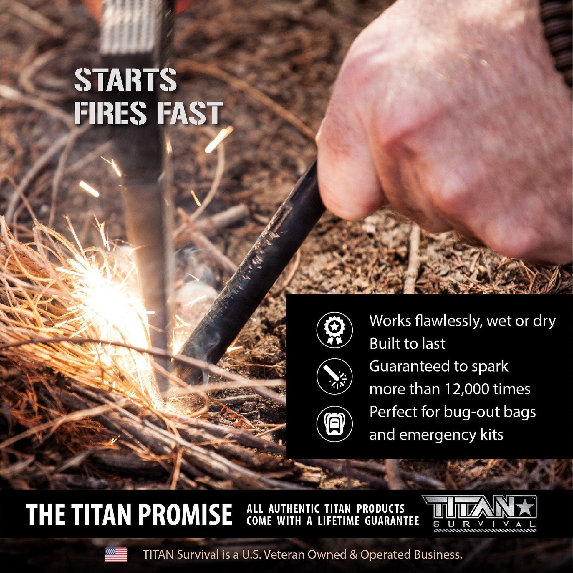 TITAN Survival Premium Large Ferro Rods, 3 - Pack - Angler's Pro Tackle & Outdoors