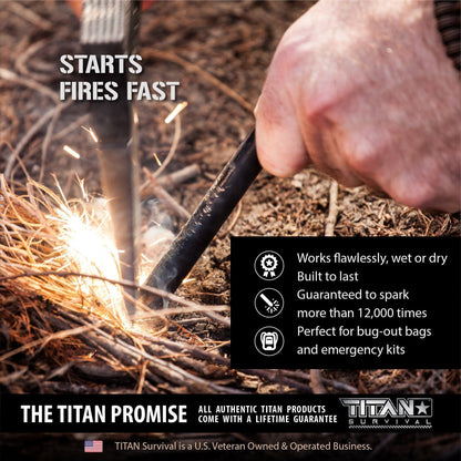 TITAN Survival Premium Large Ferro Rods, 3 - Pack - Angler's Pro Tackle & Outdoors