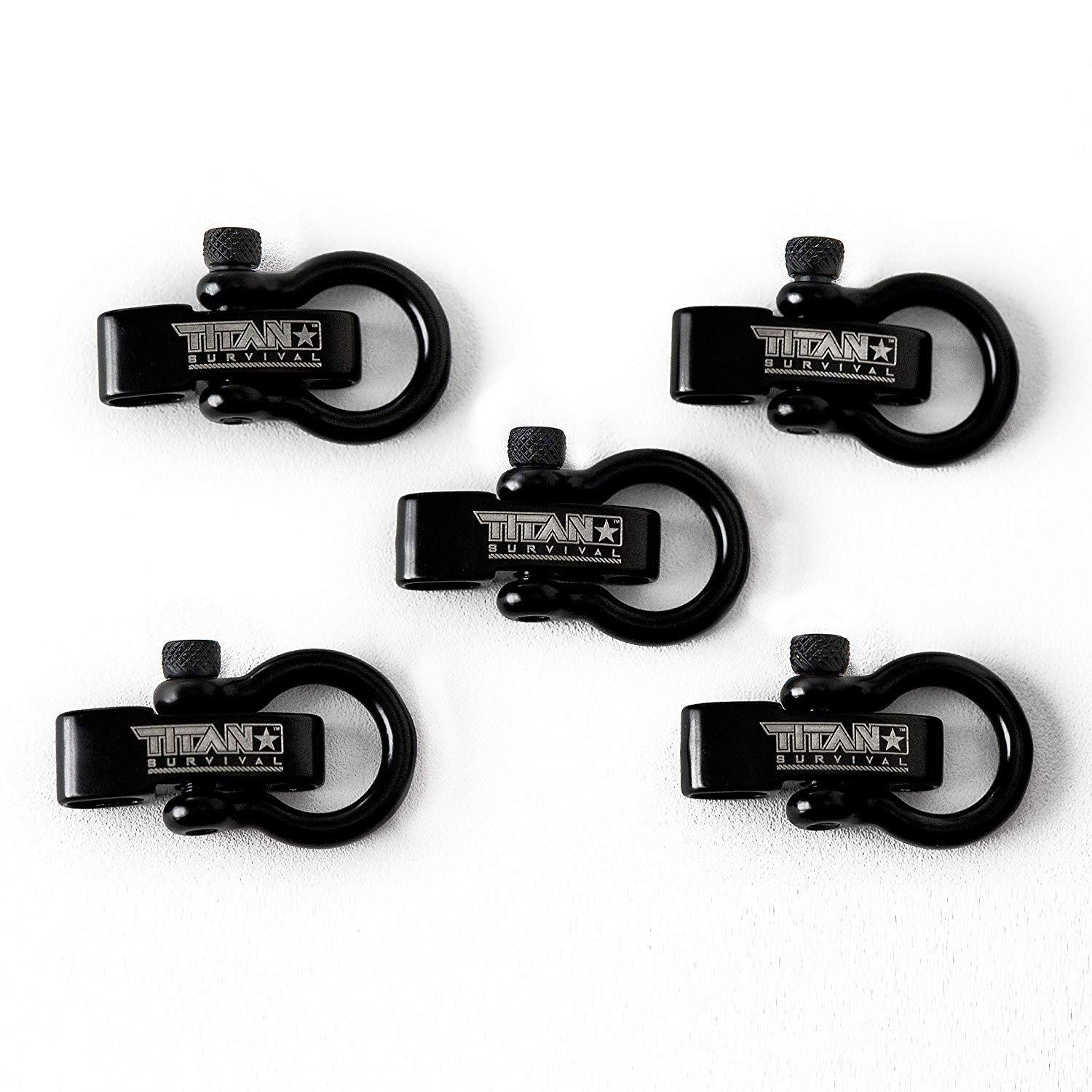TITAN Survival Stainless Steel Bow Shackles, 5 - Pack | BLACK - Angler's Pro Tackle & Outdoors