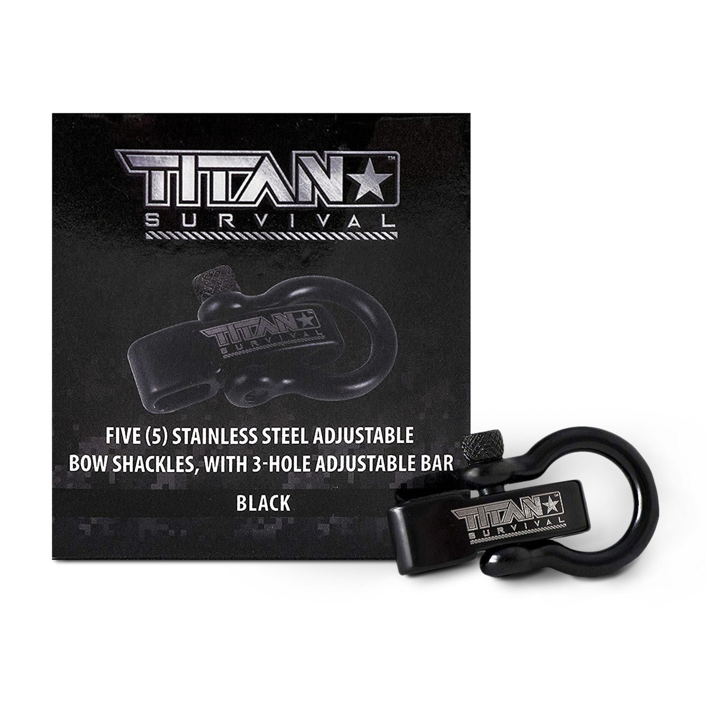 TITAN Survival Stainless Steel Bow Shackles, 5 - Pack | BLACK - Angler's Pro Tackle & Outdoors