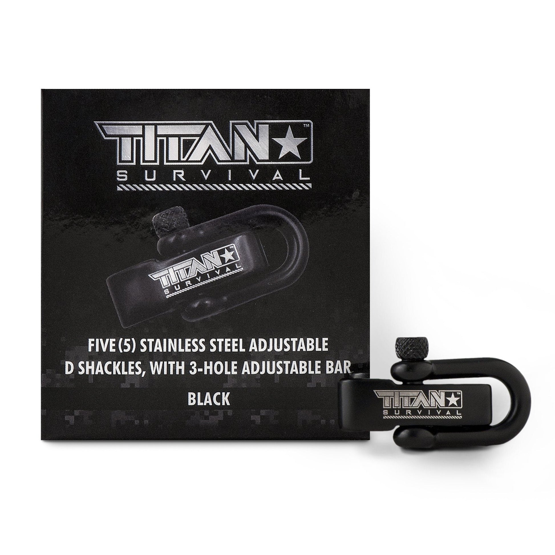 TITAN Survival Stainless Steel D - Shackles, 5 - Pack | BLACK - Angler's Pro Tackle & Outdoors