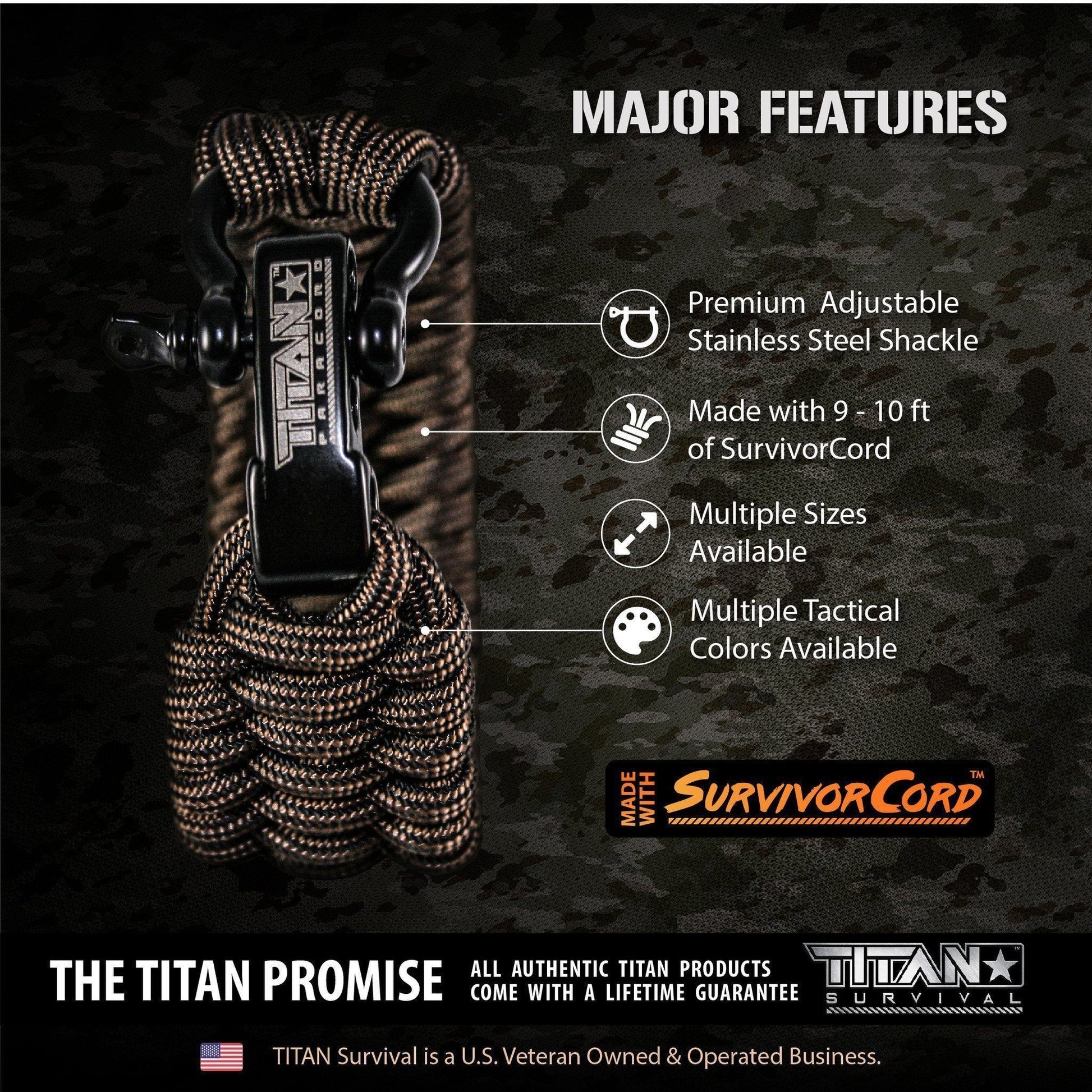 TITAN Survival SurvivorCord Paracord Survival Bracelets - Angler's Pro Tackle & Outdoors