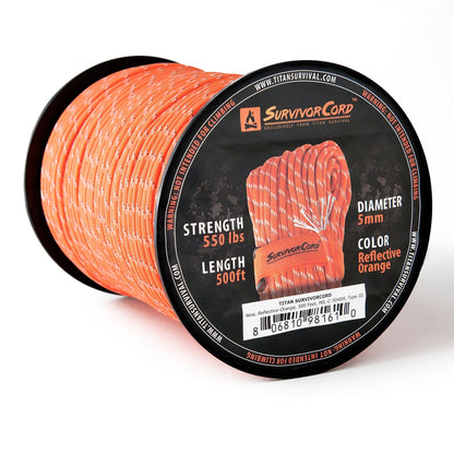 TITAN Survival SurvivorCord | REFLECTIVE - ORANGE - Angler's Pro Tackle & Outdoors