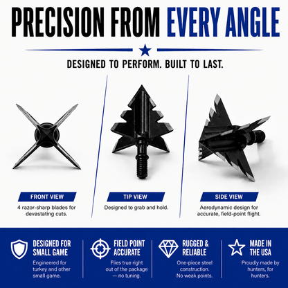 TOTA | 125 Grain Broadhead | Small Game and Turkey | Fixed Blade