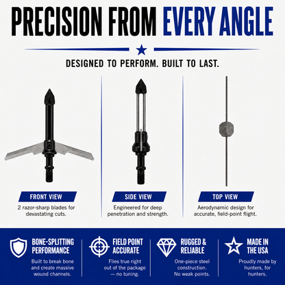 TOTA 2 Blade Expandable Mechanical Broadhead | 2.25 Inch Cutting Diameter |TOTA | 125 grain