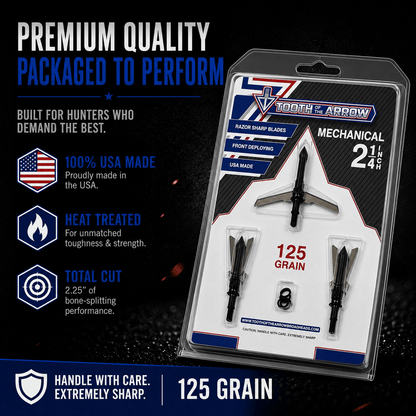TOTA 2 Blade Expandable Mechanical Broadhead | 2.25 Inch Cutting Diameter |TOTA | 125 grain
