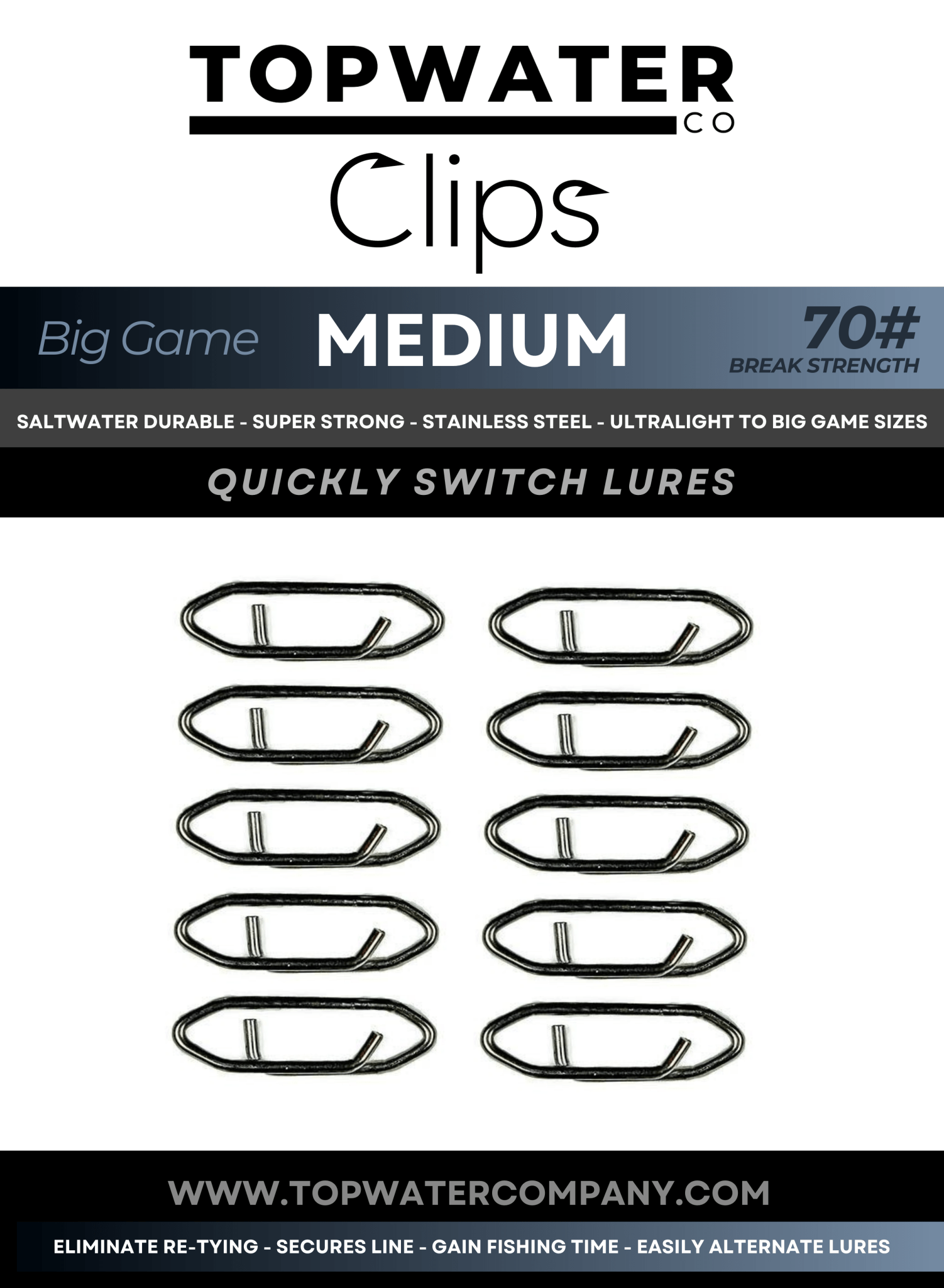 Topwater Co Speed Clips (15 - 45 - 70 - 120lbs) - Angler's Pro Tackle & Outdoors