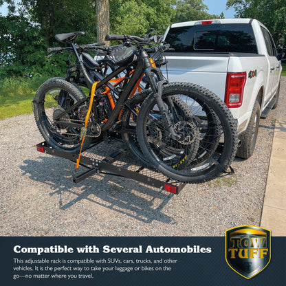 Tow Tuff 62 Inch Steel Cargo Carrier and Bike Rack, Fits All 2 Inch Receivers - Angler's Pro Tackle & Outdoors