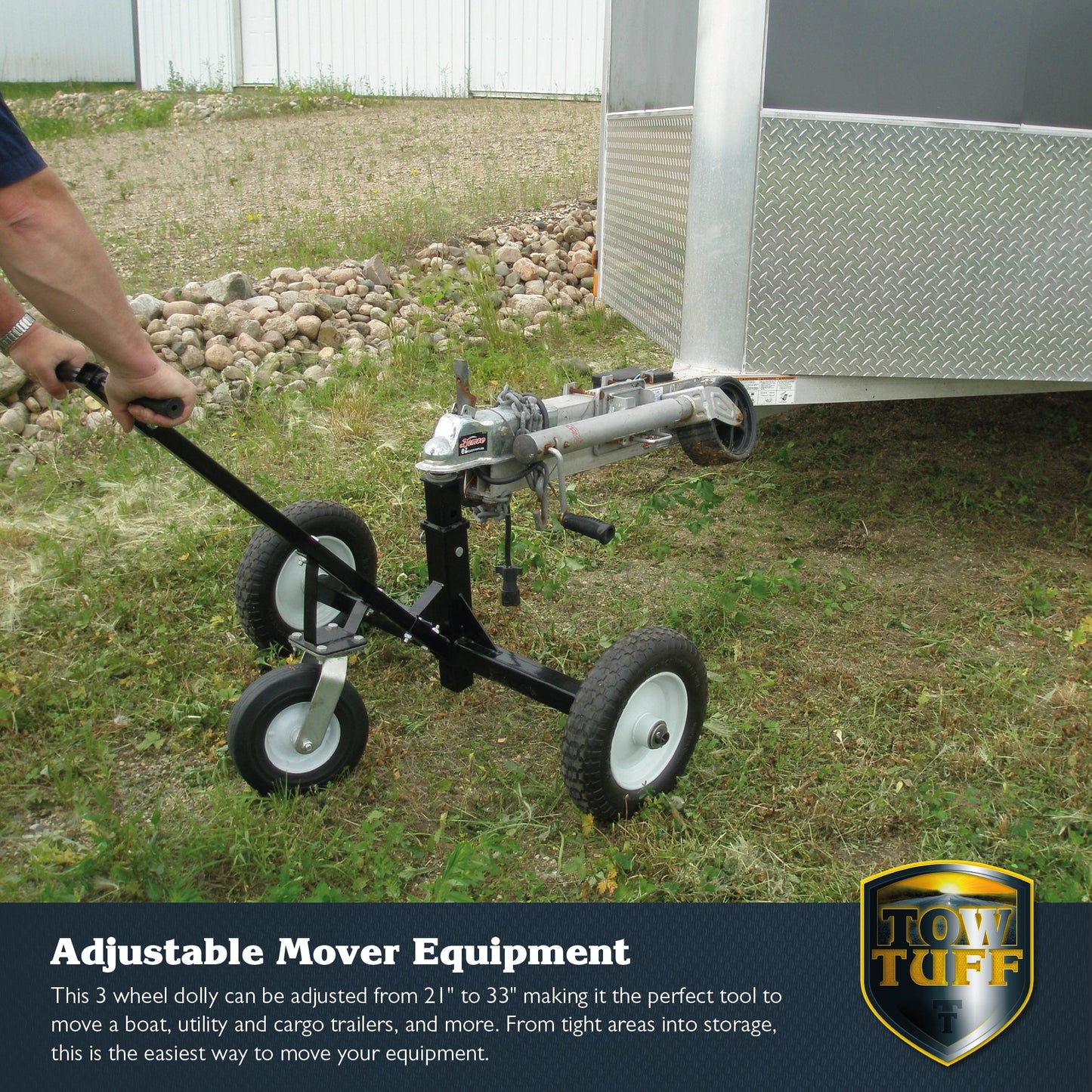 Tow Tuff TMD - 1000C Adjustable Steel 1000 lb Heavy Duty Trailer Dolly w/ Caster - Angler's Pro Tackle & Outdoors