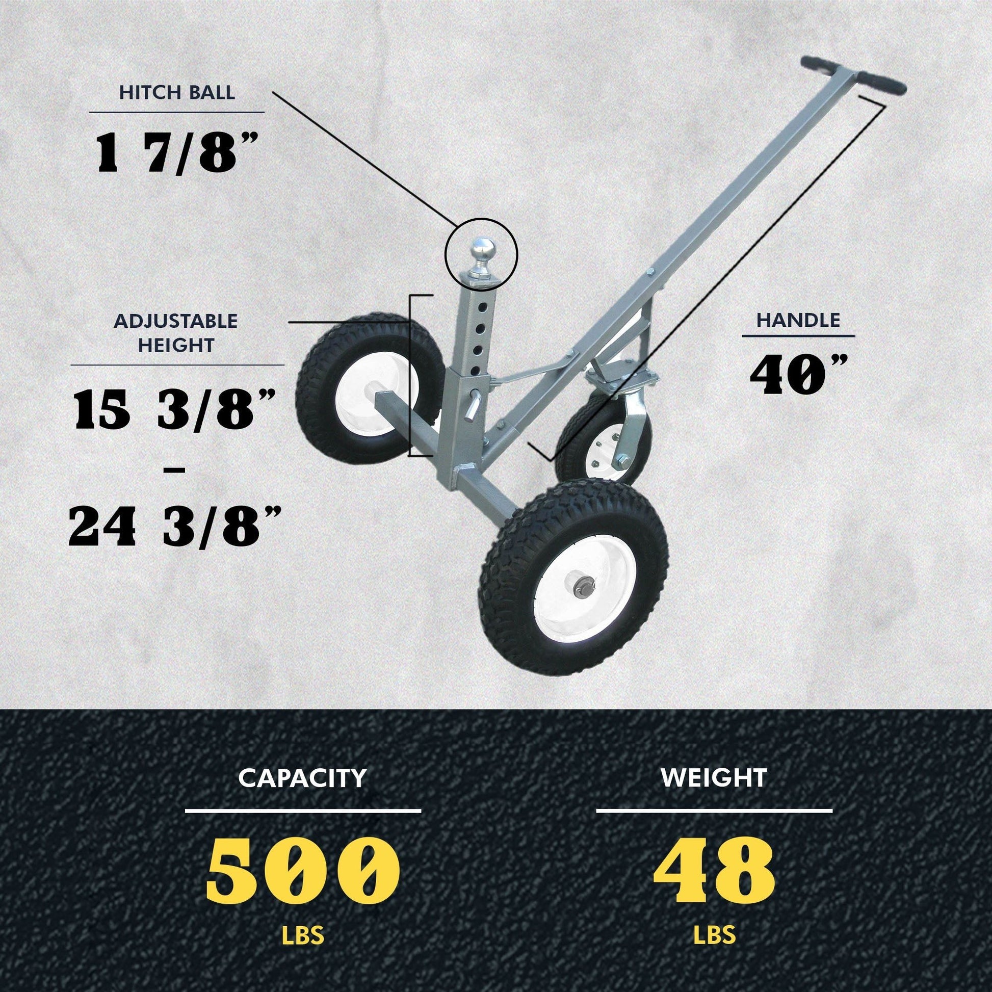 Tow Tuff TMD - 800C Adjustable Solid Steel 800lb Capacity Trailer Dolly w/Caster - Angler's Pro Tackle & Outdoors