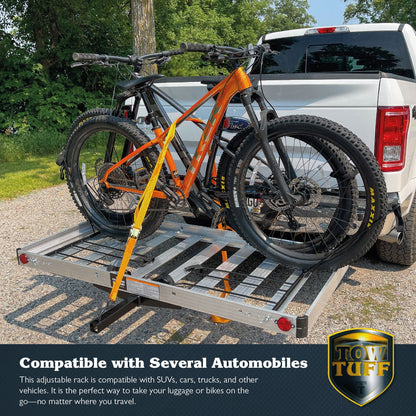 Tow Tuff TTF - 2762ACBR Heavy Duty 2 - in - 1 Aluminum Cargo Carrier with Bike Rack - Angler's Pro Tackle & Outdoors