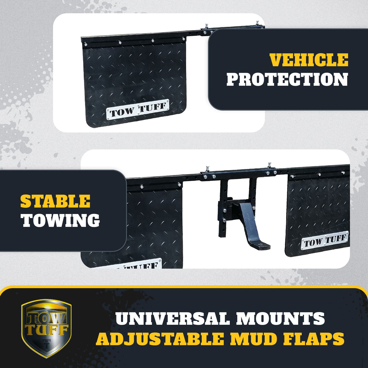Tow Tuff 2418AMF 18" x 24" Universal Hitch Mount Rubber Rear Towing Mud Flaps