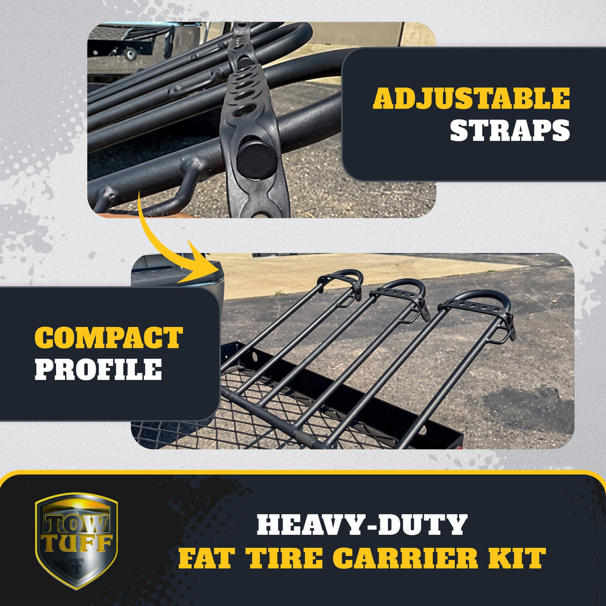 Tow Tuff Fat Tire Bike Cradle Kit for 3 Bikes with Adjustable Straps