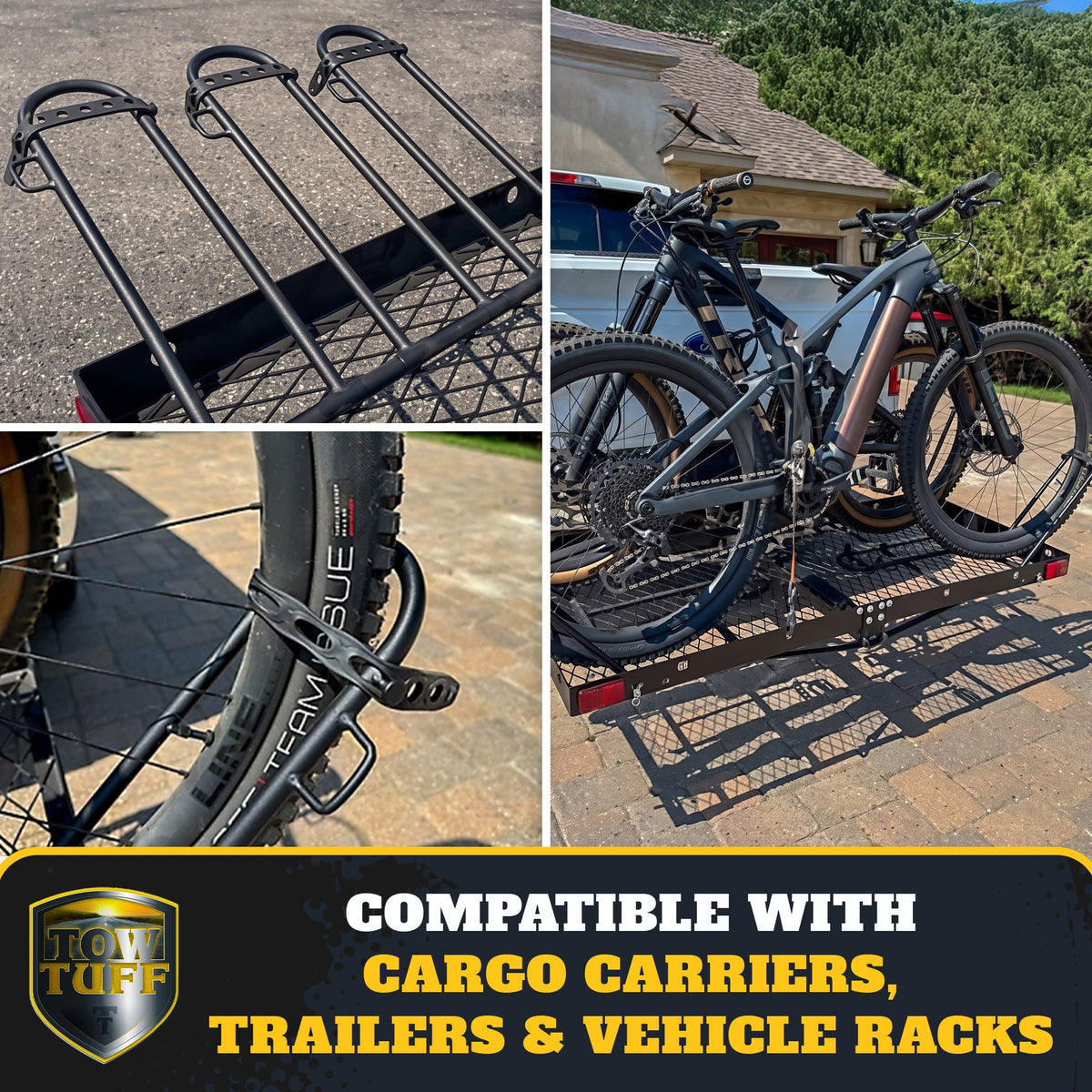 Tow Tuff Fat Tire Bike Cradle Kit for 3 Bikes with Adjustable Straps