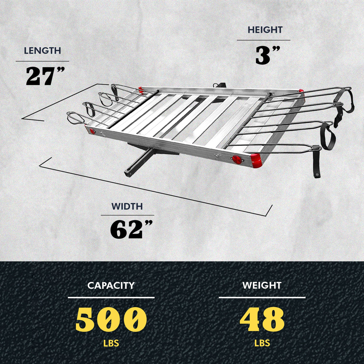 Tow Tuff TTF-2762ACBR Heavy Duty 2-in-1 Aluminum Cargo Carrier with Bike Rack