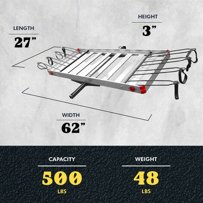 Tow Tuff TTF-2762ACBR Heavy Duty 2-in-1 Aluminum Cargo Carrier with Bike Rack