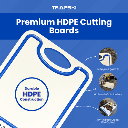 TRAPSKI 3/8 Inch Thick HDPE Cutting Boards | Food - Grade | Juice Grooves - Angler's Pro Tackle & Outdoors