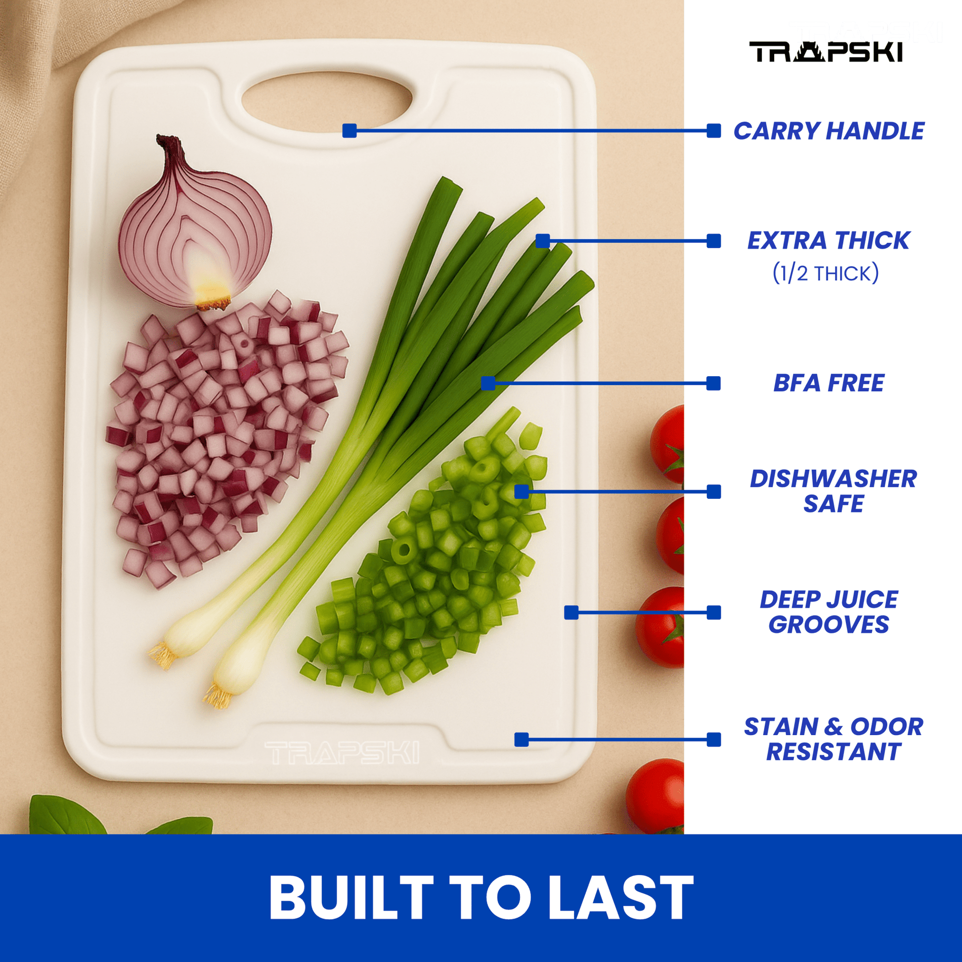 TRAPSKI 3/8 Inch Thick HDPE Cutting Boards | Food - Grade | Juice Grooves - Angler's Pro Tackle & Outdoors