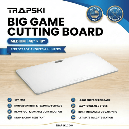 TRAPSKI Big Game Cutting Boards HDPE Cutting Boards | 48 x 18 or 24 Inch | Juice Grooves - Angler's Pro Tackle & Outdoors