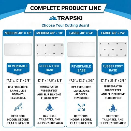 TRAPSKI Big Game Cutting Boards HDPE Cutting Boards | 48 x 18 or 24 Inch | Juice Grooves - Angler's Pro Tackle & Outdoors