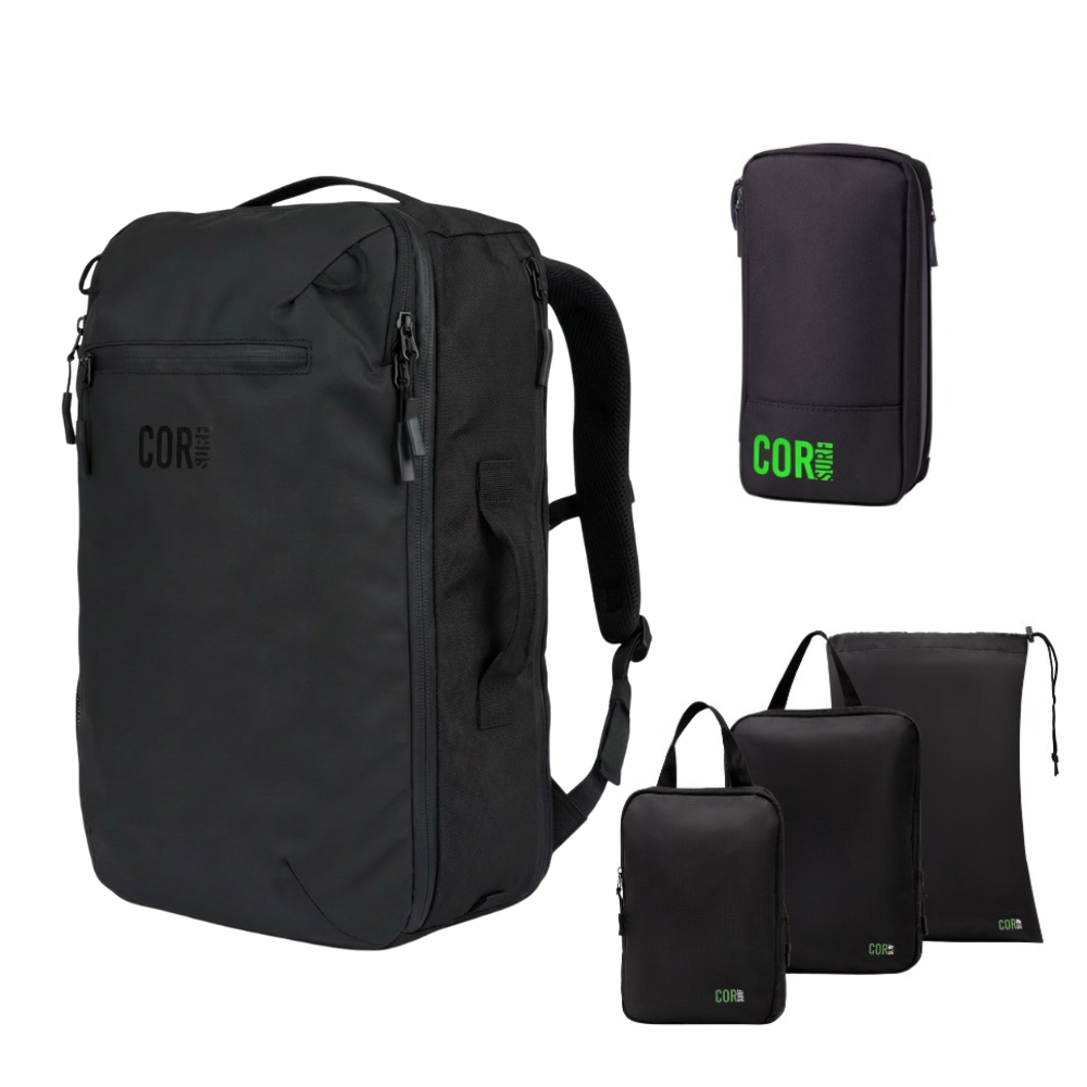 COR Surf Island Hopper Travel Bundle - Backpack + Toiletry Bag + Compression Packing Cubes with YKK