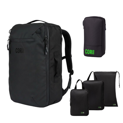 COR Surf Island Hopper Travel Bundle - Backpack + Toiletry Bag + Compression Packing Cubes with YKK