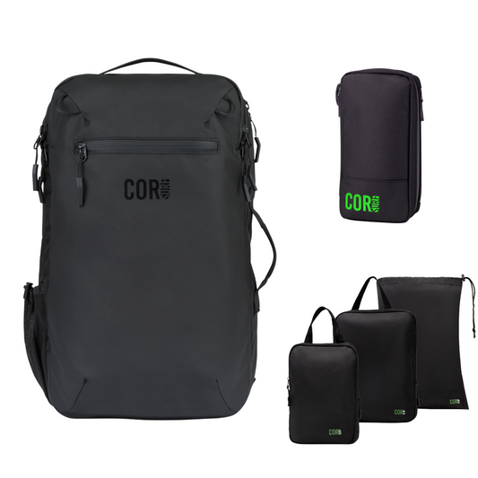COR Surf Island Hopper Travel Bundle - Backpack + Toiletry Bag + Compression Packing Cubes with YKK