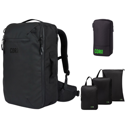 COR Surf Island Hopper Travel Bundle - Backpack + Toiletry Bag + Compression Packing Cubes with YKK