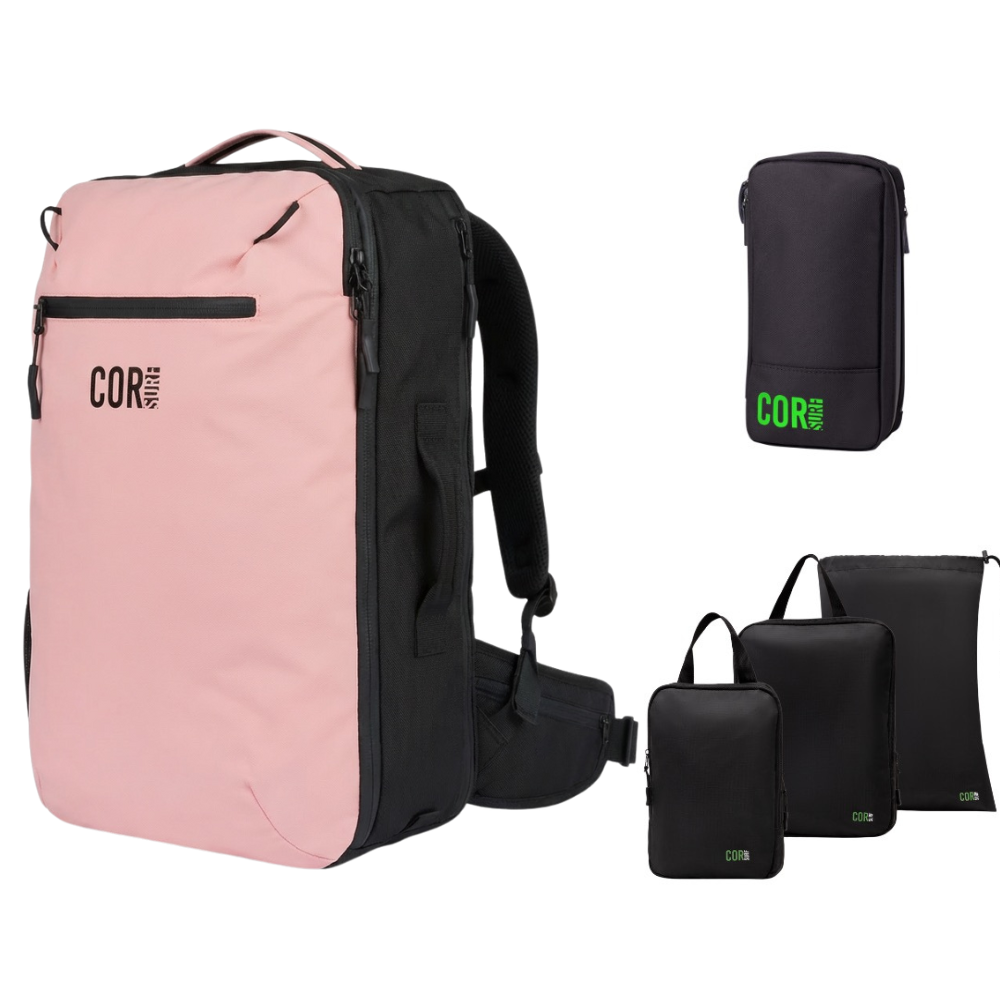 COR Surf Island Hopper Travel Bundle - Backpack + Toiletry Bag + Compression Packing Cubes with YKK