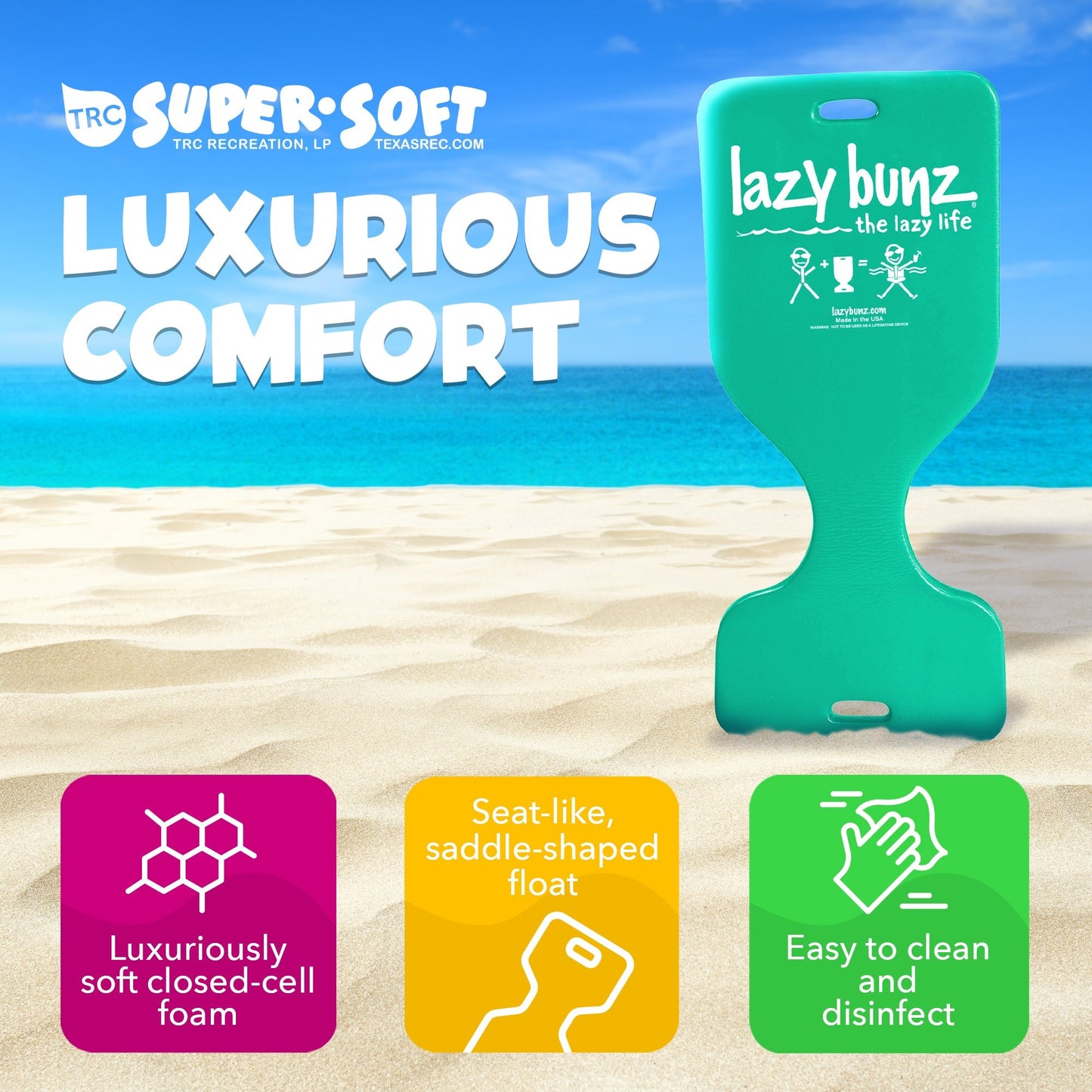 TRC Recreation Lazy Bunz Foam Saddle Swimming Lounger Pool Float, Mint Green - Angler's Pro Tackle & Outdoors