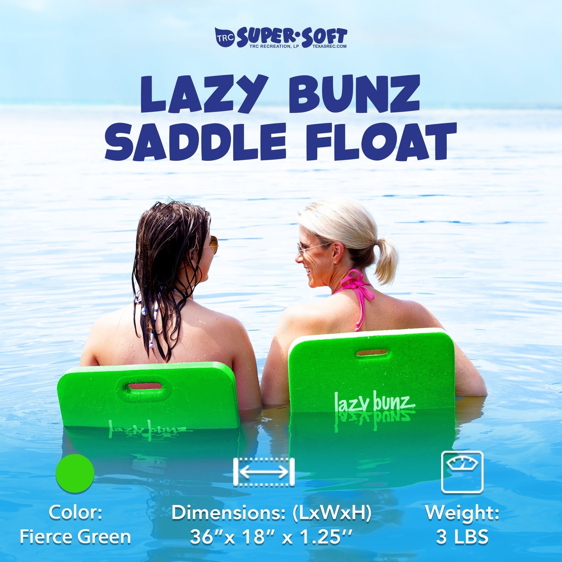 TRC Recreation Lazy Bunz Foam Water Saddle Swimming Pool Float, Fierce Green - Angler's Pro Tackle & Outdoors