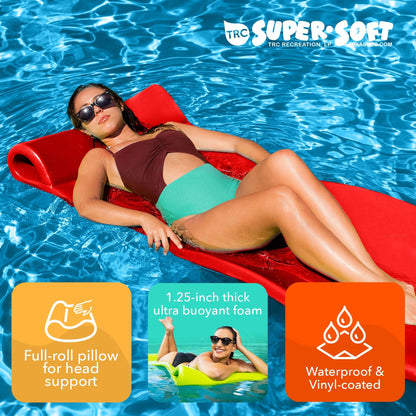 TRC Recreation Splash 1.25" Thick Foam Swimming Pool Float Lounger Mat, Red - Angler's Pro Tackle & Outdoors