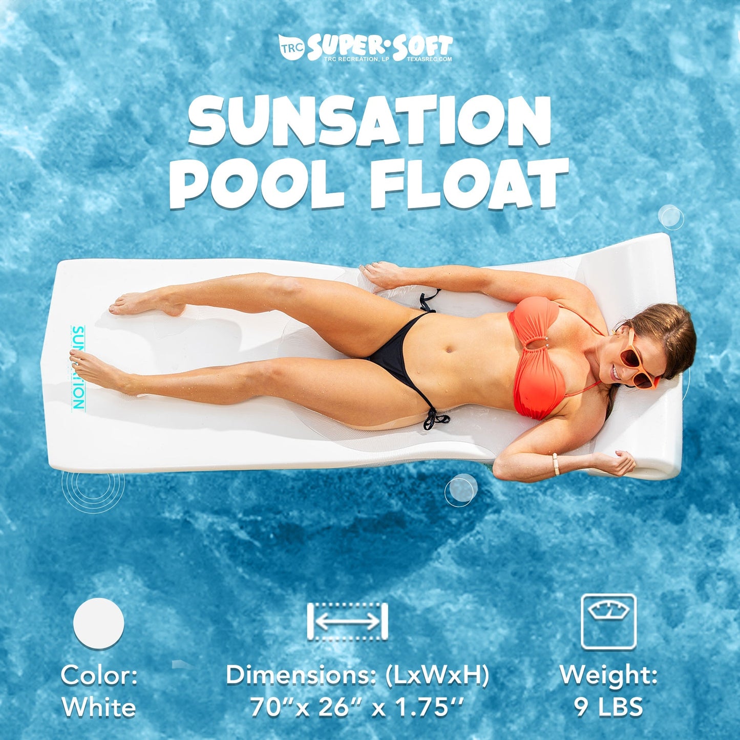TRC Recreation Sunsation 1.75" Thick Foam Lounger Swimming Pool Float, White - Angler's Pro Tackle & Outdoors