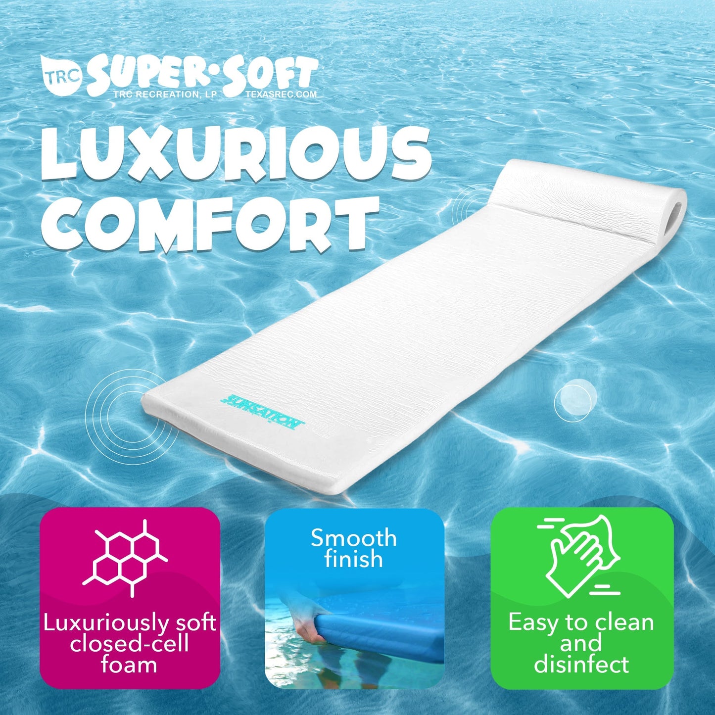 TRC Recreation Sunsation 70 Inch Thick Foam Raft Lounger Mat Pool Float (3 Pack) - Angler's Pro Tackle & Outdoors