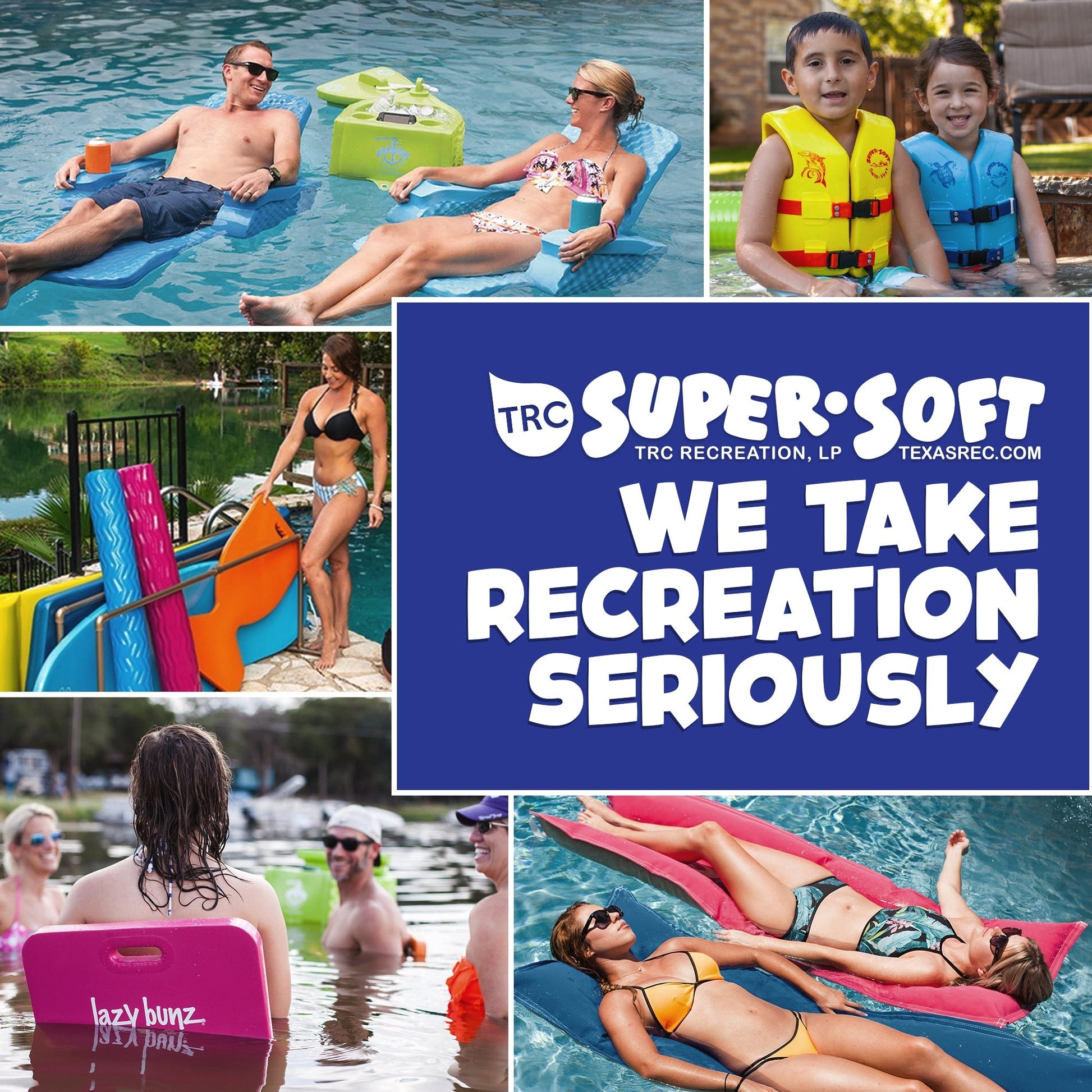 TRC Recreation Super Soft 2” Thick Vinyl Swimming Pool Float Mat, Indigo Blue - Angler's Pro Tackle & Outdoors